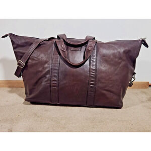 XXL TUMI Brown Leather Weekender 22" Duffel Bag Carry-On Largest Tumi - Hole